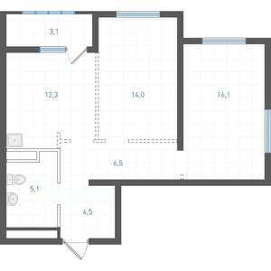 2-к квартира, вторичка, 60м2, 3/25 этаж