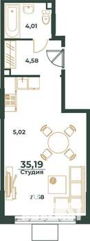Студия квартира, вторичка, 35м2, 2/24 этаж