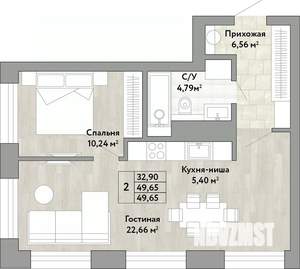 2-к квартира, вторичка, 50м2, 4/22 этаж