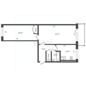 2-к квартира, вторичка, 48м2, 1/5 этаж