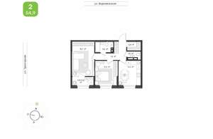 2-к квартира, вторичка, 55м2, 13/16 этаж