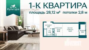 1-к квартира, вторичка, 28м2, 23/23 этаж