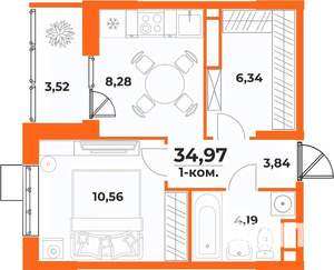 1-к квартира, вторичка, 35м2, 10/10 этаж