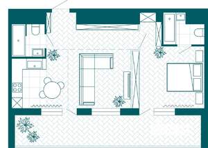 1-к квартира, вторичка, 61м2, 21/23 этаж