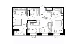 3-к квартира, строящийся дом, 63м2, 9/17 этаж