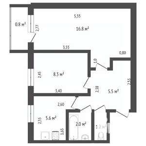 2-к квартира, вторичка, 40м2, 2/9 этаж