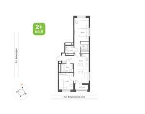 2-к квартира, вторичка, 67м2, 17/20 этаж