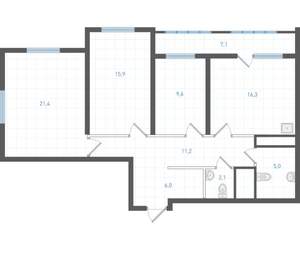 3-к квартира, вторичка, 91м2, 19/25 этаж