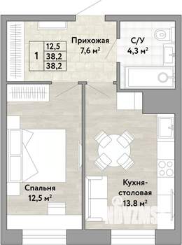 1-к квартира, вторичка, 38м2, 7/22 этаж