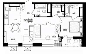3-к квартира, строящийся дом, 62м2, 8/17 этаж