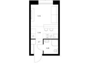 Студия квартира, вторичка, 20м2, 8/10 этаж