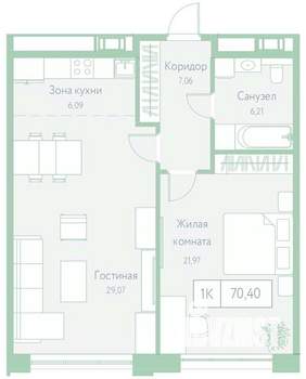 1-к квартира, вторичка, 70м2, 4/20 этаж