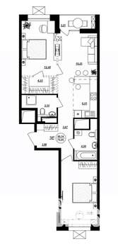 3-к квартира, строящийся дом, 71м2, 13/17 этаж