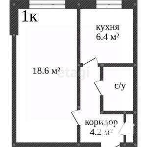 1-к квартира, вторичка, 31м2, 1/6 этаж