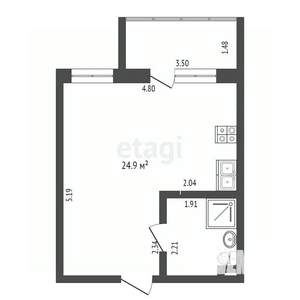 Студия квартира, вторичка, 25м2, 1/9 этаж