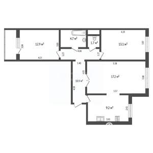 3-к квартира, вторичка, 70м2, 3/10 этаж