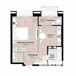 1-к квартира, вторичка, 43м2, 8/15 этаж