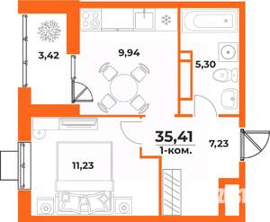 1-к квартира, вторичка, 35м2, 4/10 этаж