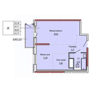 2-к квартира, строящийся дом, 48м2, 14/25 этаж