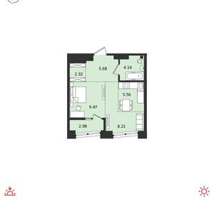 2-к квартира, вторичка, 38м2, 16/18 этаж