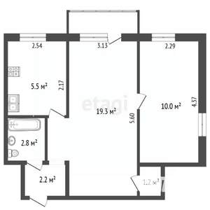 2-к квартира, вторичка, 41м2, 4/5 этаж