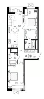 3-к квартира, строящийся дом, 77м2, 14/17 этаж