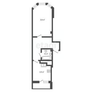 1-к квартира, вторичка, 53м2, 22/22 этаж