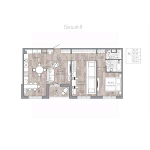 3-к квартира, строящийся дом, 73м2, 2/6 этаж