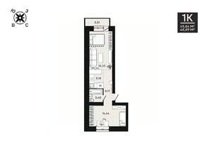1-к квартира, вторичка, 47м2, 6/8 этаж