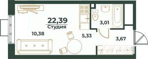 Студия квартира, вторичка, 22м2, 24/24 этаж