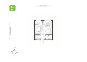1-к квартира, вторичка, 34м2, 11/16 этаж