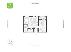 2-к квартира, вторичка, 62м2, 5/13 этаж