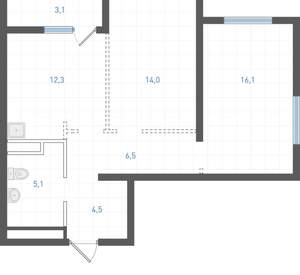 2-к квартира, вторичка, 60м2, 3/25 этаж