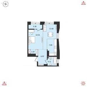 2-к квартира, вторичка, 49м2, 16/17 этаж