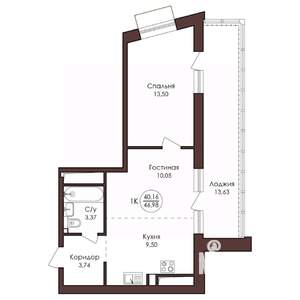 1-к квартира, вторичка, 47м2, 19/23 этаж