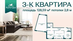 3-к квартира, вторичка, 129м2, 10/20 этаж