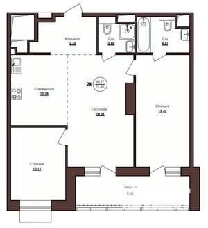 2-к квартира, строящийся дом, 71м2, 11/23 этаж