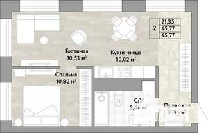2-к квартира, вторичка, 46м2, 6/22 этаж