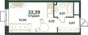 Студия квартира, вторичка, 22м2, 19/24 этаж