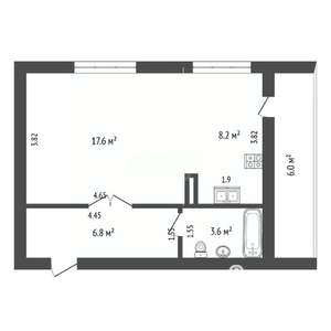 Студия квартира, вторичка, 36м2, 3/3 этаж