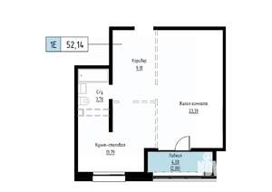 1-к квартира, вторичка, 52м2, 2/17 этаж