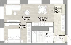 2-к квартира, вторичка, 46м2, 7/22 этаж
