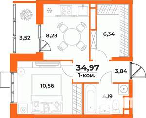 1-к квартира, вторичка, 35м2, 5/10 этаж