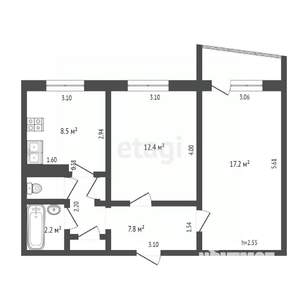 2-к квартира, вторичка, 51м2, 2/9 этаж