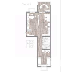 2-к квартира, строящийся дом, 65м2, 1/4 этаж