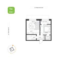 1-к квартира, вторичка, 44м2, 2/16 этаж
