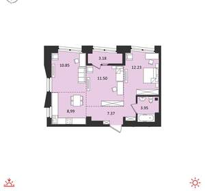 3-к квартира, вторичка, 58м2, 12/18 этаж