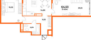 2-к квартира, вторичка, 65м2, 3/10 этаж