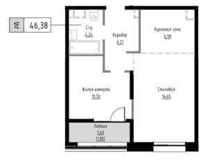 1-к квартира, вторичка, 46м2, 7/9 этаж