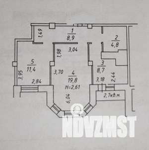 2-к квартира, вторичка, 55м2, 10/19 этаж